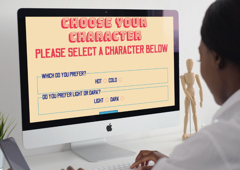 Chooose your Character on a desktop
